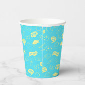 Afstudeerder Party Doodle Icon Pattern Blue Limoen Papieren Bekers (Rechts)
