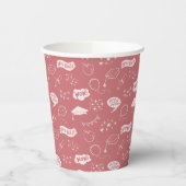 Afstudeerder Party Doodle Icon Pattern Blush Pink Papieren Bekers (Links)