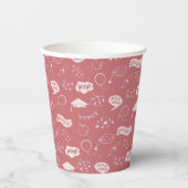 Afstudeerder Party Doodle Icon Pattern Blush Pink Papieren Bekers (Voorkant)