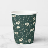 Afstudeerder Party Doodle Icon Pattern Green Papieren Bekers (Achterkant)