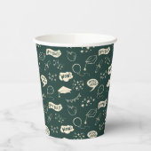 Afstudeerder Party Doodle Icon Pattern Green Papieren Bekers (Links)