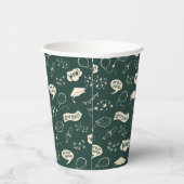 Afstudeerder Party Doodle Icon Pattern Green Papieren Bekers (Rechts)