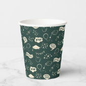 Afstudeerder Party Doodle Icon Pattern Green Papieren Bekers (Voorkant)