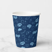 Afstudeerder Party Doodle Icon Pattern Navy Blauw Papieren Bekers (Achterkant)