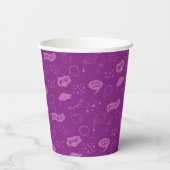 Afstudeerder Party Doodle Icon Pattern Paarse Papieren Bekers (Achterkant)