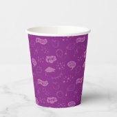Afstudeerder Party Doodle Icon Pattern Paarse Papieren Bekers (Links)
