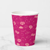 Afstudeerder Party Doodle Icon Pattern Pink Papieren Bekers (Voorkant)