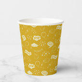 Afstudeerder Party Doodle Icon Pattern Yellow Papieren Bekers (Voorkant)