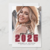 Afstudeerder Party Eenvoudige Rode Foto Afstuderen Kaart (Voorkant)