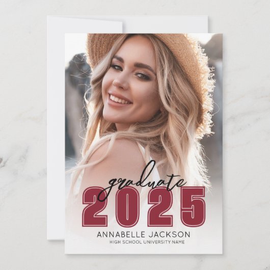 Afstudeerder Party Eenvoudige Rode Foto Afstuderen Kaart (Voorkant)