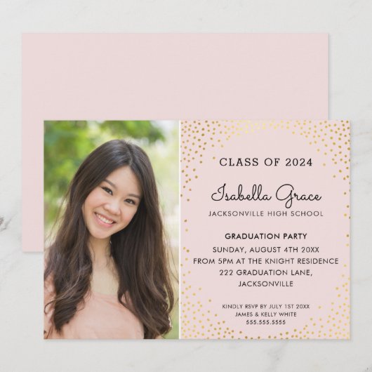 AFSTUDEERDER PARTY glam gouden confetti stijlvolle Kaart (Voorkant / Achterkant)