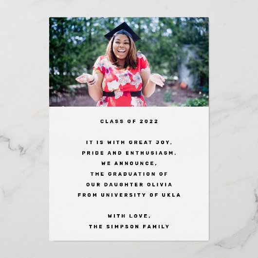 AFSTUDEERDER PARTY | Klasse van 2023 Goud geperst Folie Uitnodiging (Achterkant)