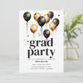 Afstudeerder Party Nodig Sjabloon uit met ballonne Kaart (Staand voorkant)