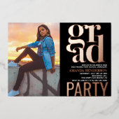 Afstudeerder Party Photo Real Folie Invitation Uitnodiging (Voorkant)