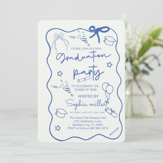 Afstudeerder Party Retro Uitnodigen Klasse van 202 Kaart (Staand voorkant)