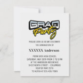 Afstudeerder Party Script Gold Black en White RSVP Kaartje (Voorkant)