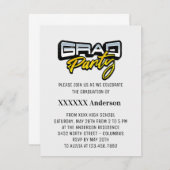 Afstudeerder Party Script Gold Black en White RSVP Kaartje (Voorkant / Achterkant)