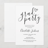 Afstudeerder Party Script Heart Graduation Party Kaart (Voorkant / Achterkant)