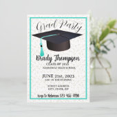 AFSTUDEERDER PARTY-Turquoise Blue Colors - 2 Foto Kaart (Staand voorkant)