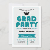 Afstudeerder Party White Invitation Kaart (Voorkant)
