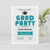 Afstudeerder Party White Invitation Kaart (Staand voorkant)