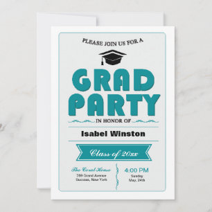 Afstudeerder Party White Invitation Kaart
