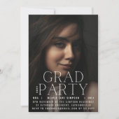AFSTUDEERDER PARTY | White Modern Script College Kaart (Voorkant)