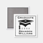 Afstudeerder Pet Aangepaste naam 2 Inch Square Mag Magneet (Voorkant / Achterkant)