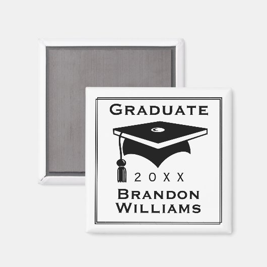 Afstudeerder Pet Aangepaste naam 2 Inch Square Mag Magneet (Voorkant / Achterkant)