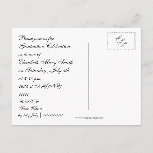 Afstudeerder pet ,Afstudeerfeest Uitnodiging (Achterkant)