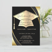 Afstudeerder Pet Black Border Graduation Party Kaart (Staand voorkant)