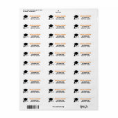 Afstudeerder Pet Black en Oranje Afstuderen Adres Etiket (Full Sheet)