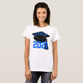Afstudeerder Pet Blauwe Klasse van 2024 T-shirt (Voorkant volledig)