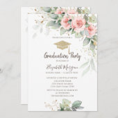 Afstudeerder Pet, Blush Flowers Afstuderen Kaart (Voorkant / Achterkant)