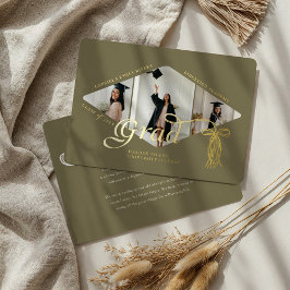 Afstudeerder Pet Bow & Tassel Fotocollage Aankondi Folie Uitnodiging