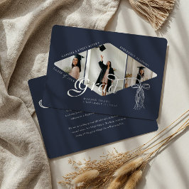 Afstudeerder Pet Bow & Tassel Fotocollage Aankondi Folie Uitnodiging