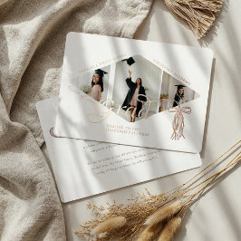 Afstudeerder Pet Bow & Tassel Fotocollage Aankondi Folie Uitnodiging