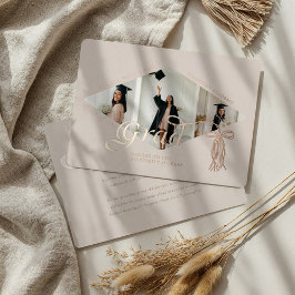 Afstudeerder Pet Bow & Tassel Fotocollage Aankondi Folie Uitnodiging