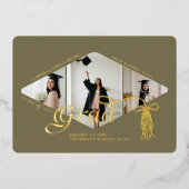 Afstudeerder Pet Bow & Tassel Fotocollage Aankondi Folie Uitnodiging (Voorkant)