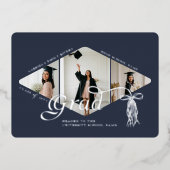 Afstudeerder Pet Bow & Tassel Fotocollage Aankondi Folie Uitnodiging (Voorkant)