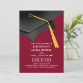 Afstudeerder Pet Burgundy Graduation Party Invitat Kaart (Staand voorkant)