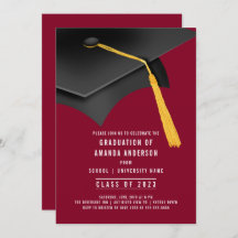 Afstudeerder Pet Burgundy Graduation Party Invitat