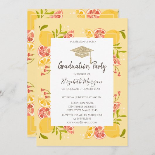 Afstudeerder Pet, Citrus Afstuderen Kaart (Voorkant / Achterkant)