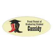 Afstudeerder Pet Cowboy Boots Afstuderen Naambadge (Voorkant)