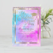 Afstudeerder Pet Diamonds Paarse Tie Dye Afstudere Kaart (Staand voorkant)