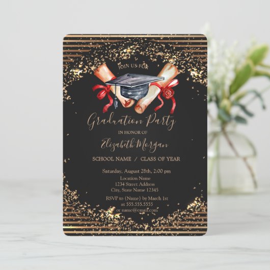 Afstudeerder Pet Diploma, Cooper Stripes Afstudere Kaart (Staand voorkant)