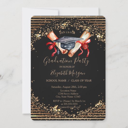 Afstudeerder Pet Diploma, Cooper Stripes Afstudere Kaart (Voorkant)