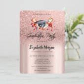 Afstudeerder Pet Diploma Roos Gold Glitter Afstude Kaart (Staand voorkant)