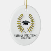 Afstudeerder pet en blad foto-Ornament Keramisch Ornament (Rechts)