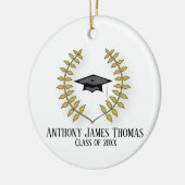 Afstudeerder pet en blad foto-Ornament Keramisch Ornament (Links)